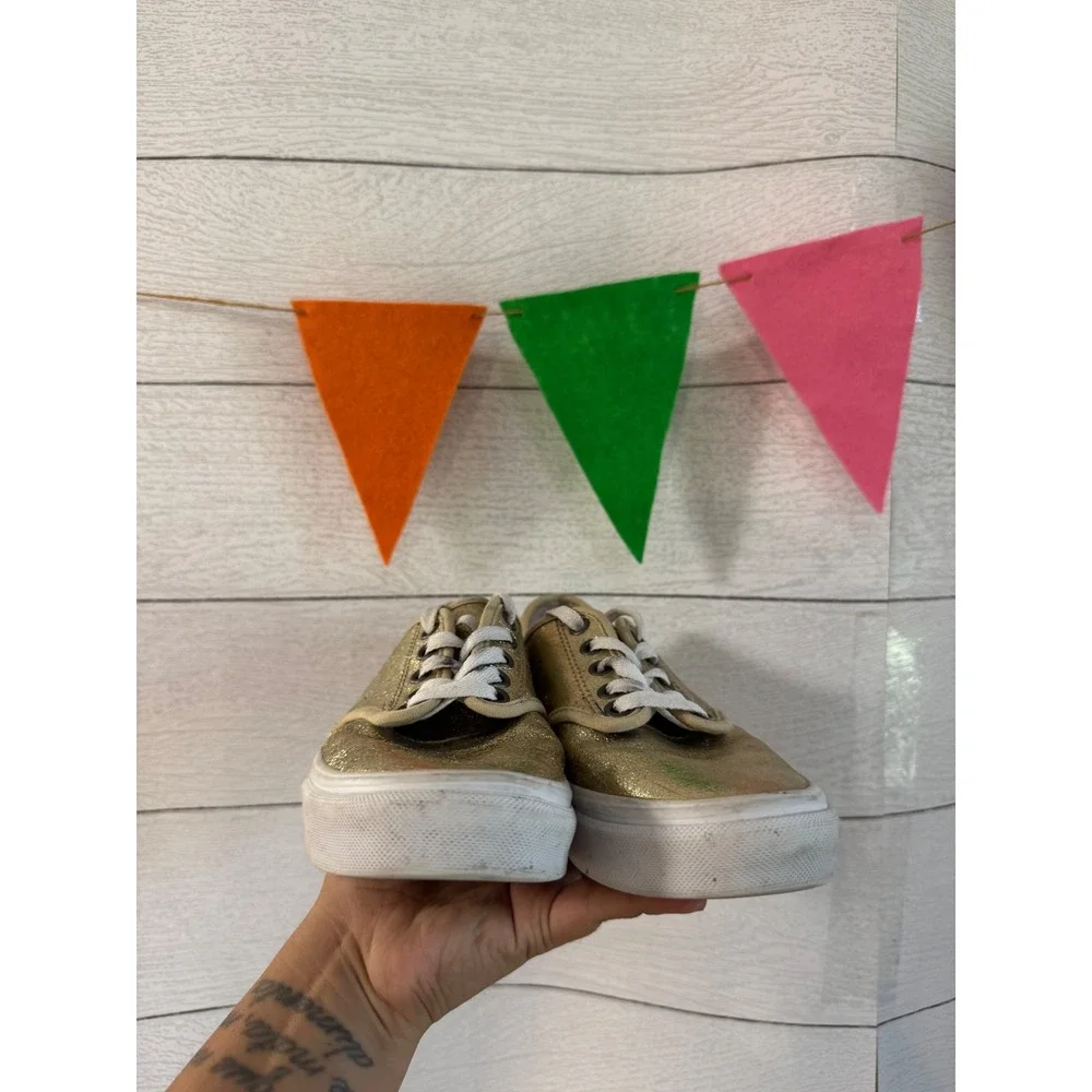 Vans Authentic Metallic Gold Glitter Low Top Sneakers Womens 6.5
